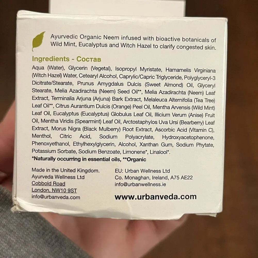 Urban Veda Neem + Botanics Purifying Day Cream 50 mL New Vegan Cruelty Free